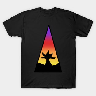Triangle Tree Sunset Sticker T-Shirt